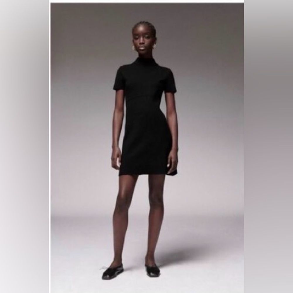 Zara Women’s Mockneck Mini Knit Black Dress Size M